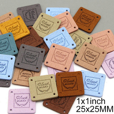 20db Kerek bőr címkék szív fonalgolyók kézzel készített címkék ruhákhoz kevert színek, kézzel készített barkácstáskák varrás ruházati kiegészítők