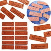 20 tk/pakk PU-nahast sildid Tee isetehtud sildid Käsitsi valmistatud kirjamustriga ristkülikukujuline reljeefne silt rõivaste rõivaste mütsi õmblustarvikute jaoks