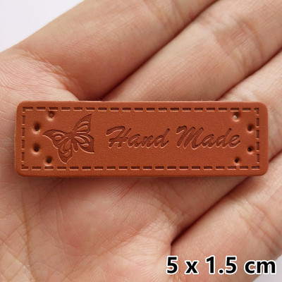 20 tk/pakk PU-nahast sildid Tee isetehtud sildid Käsitsi valmistatud kirjamustriga ristkülikukujuline reljeefne silt rõivaste rõivaste mütsi õmblustarvikute jaoks