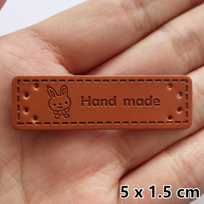 20 tk/pakk PU-nahast sildid Tee isetehtud sildid Käsitsi valmistatud kirjamustriga ristkülikukujuline reljeefne silt rõivaste rõivaste mütsi õmblustarvikute jaoks