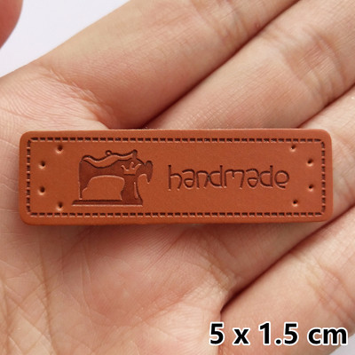 20 tk/pakk PU-nahast sildid Tee isetehtud sildid Käsitsi valmistatud kirjamustriga ristkülikukujuline reljeefne silt rõivaste rõivaste mütsi õmblustarvikute jaoks