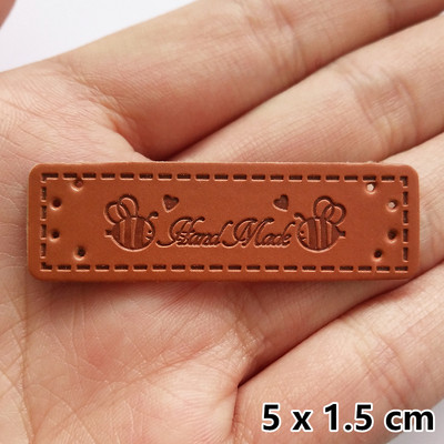 20 tk/pakk PU-nahast sildid Tee isetehtud sildid Käsitsi valmistatud kirjamustriga ristkülikukujuline reljeefne silt rõivaste rõivaste mütsi õmblustarvikute jaoks