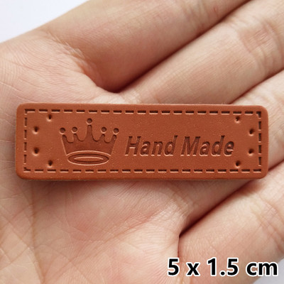 20 tk/pakk PU-nahast sildid Tee isetehtud sildid Käsitsi valmistatud kirjamustriga ristkülikukujuline reljeefne silt rõivaste rõivaste mütsi õmblustarvikute jaoks