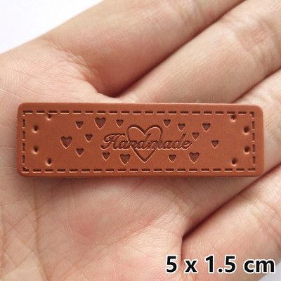 20 tk/pakk PU-nahast sildid Tee isetehtud sildid Käsitsi valmistatud kirjamustriga ristkülikukujuline reljeefne silt rõivaste rõivaste mütsi õmblustarvikute jaoks