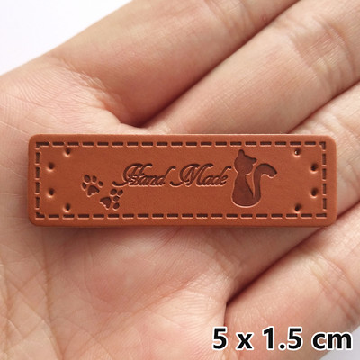 20 tk/pakk PU-nahast sildid Tee isetehtud sildid Käsitsi valmistatud kirjamustriga ristkülikukujuline reljeefne silt rõivaste rõivaste mütsi õmblustarvikute jaoks