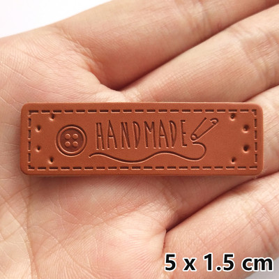 20 tk/pakk PU-nahast sildid Tee isetehtud sildid Käsitsi valmistatud kirjamustriga ristkülikukujuline reljeefne silt rõivaste rõivaste mütsi õmblustarvikute jaoks