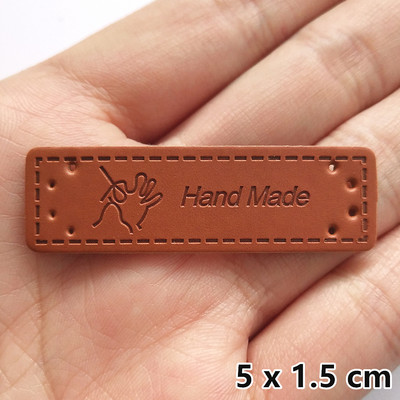 20 tk/pakk PU-nahast sildid Tee isetehtud sildid Käsitsi valmistatud kirjamustriga ristkülikukujuline reljeefne silt rõivaste rõivaste mütsi õmblustarvikute jaoks