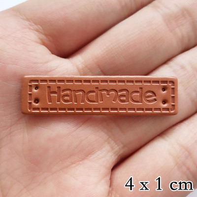 20 tk/pakk PU-nahast sildid Tee isetehtud sildid Käsitsi valmistatud kirjamustriga ristkülikukujuline reljeefne silt rõivaste rõivaste mütsi õmblustarvikute jaoks