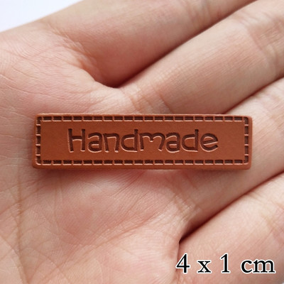 20 tk/pakk PU-nahast sildid Tee isetehtud sildid Käsitsi valmistatud kirjamustriga ristkülikukujuline reljeefne silt rõivaste rõivaste mütsi õmblustarvikute jaoks