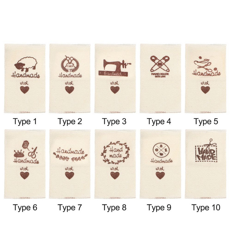 50kom platnenih naljepnica Ručno izrađene naljepnice Preklopne naljepnice s uzorkom ovčjeg srca Ručno izrađene naljepnice za pletene kape Otisnuti pribor za šivanje