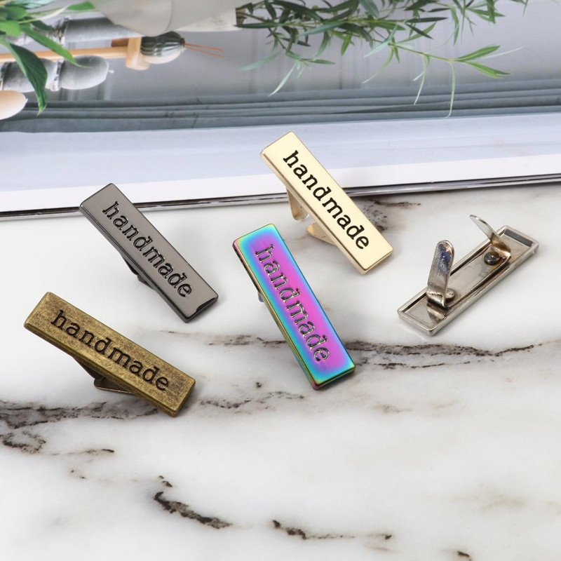 5 rinkiniai Metalinės etiketės Žymos Rankų darbo „Pasidaryk pats“ laiškas drabužiams Džinsai Batai Krepšiai Stačiakampis Rankų darbo spausdinta etiketė Siuvimo etiketės Amatai