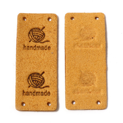 10PCS Pravokutnik "Ručno izrađene" PU kožne etikete Oznake Reljefna oznaka odjevnog predmeta od umjetne antilop kože Šešir Odjeća DIY Dodaci za šivanje 5cm x 2cm