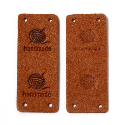 10PCS Pravokutnik "Ručno izrađene" PU kožne etikete Oznake Reljefna oznaka odjevnog predmeta od umjetne antilop kože Šešir Odjeća DIY Dodaci za šivanje 5cm x 2cm