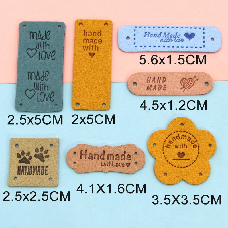 20db Handmadne Bőr Címkék Fonal Golyó Szív Kézzel Készített Szeretettel Címke Varrás Címkék Ruhatáskákhoz Kalapok Kötés Kiegészítők