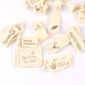 50 komada mješovitih bež ručno tiskanih pamučno tkanih naljepnica za naljepnicu za njegu odjeće, perivih odjevnih oznaka, pribora za šivanje c2395