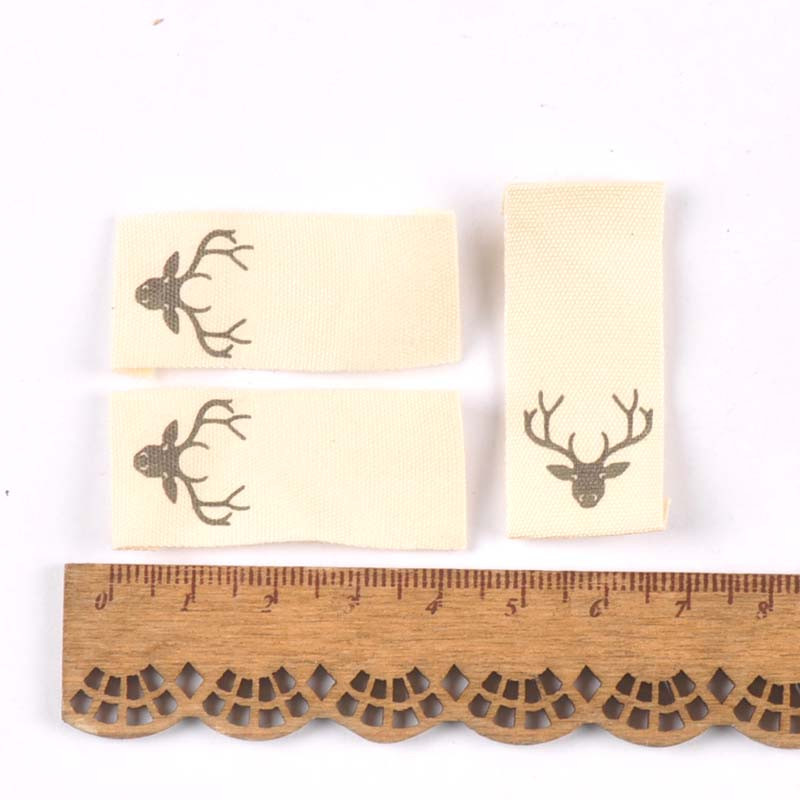 50 komada mješovitih bež ručno tiskanih pamučno tkanih naljepnica za naljepnicu za njegu odjeće, perivih odjevnih oznaka, pribora za šivanje c2395