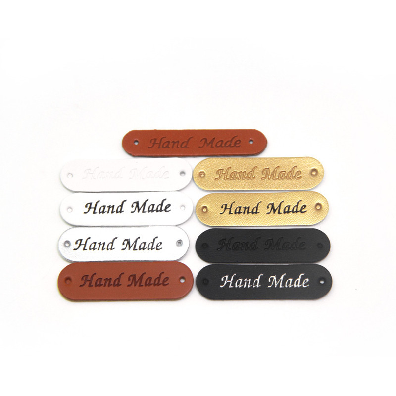 25/50/100 vnt Mažos rankų darbo odinės drabužių etiketės dovanų kepurei Siuvamos odinės etiketės Rankų darbo odinė oda, pasidaryk pats, dekoratyvinės etiketės