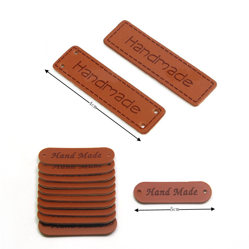 25/50/100 vnt Mažos rankų darbo odinės drabužių etiketės dovanų kepurei Siuvamos odinės etiketės Rankų darbo odinė oda, pasidaryk pats, dekoratyvinės etiketės
