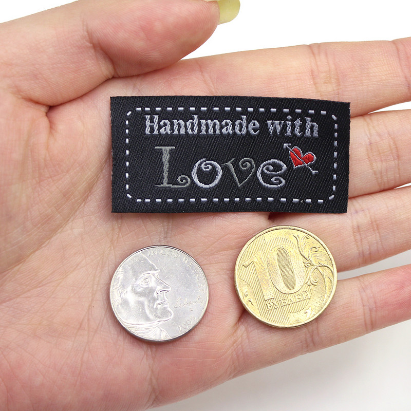 50 db, kézzel készített szerelmes ruhával címkék Kézzel készített címkék ruhákhoz varrás címkecímke barkácsolás sapka/ajándék/táska ruhatartozékok 50x25mm