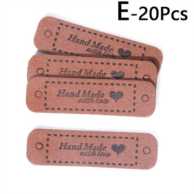 20 vnt. rankų darbo su meile Etiketės Drabužių etiketės Rankų darbo PU odos etiketės „Pasidaryk pats“ Kepurės Krepšiai Siuvimo etiketės Drabužių priedai