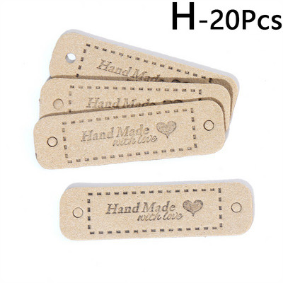 20 vnt. rankų darbo su meile Etiketės Drabužių etiketės Rankų darbo PU odos etiketės „Pasidaryk pats“ Kepurės Krepšiai Siuvimo etiketės Drabužių priedai