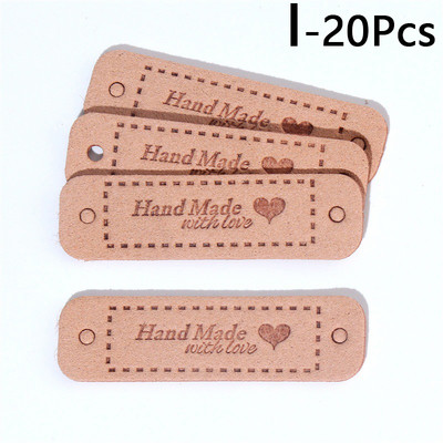 20 vnt. rankų darbo su meile Etiketės Drabužių etiketės Rankų darbo PU odos etiketės „Pasidaryk pats“ Kepurės Krepšiai Siuvimo etiketės Drabužių priedai