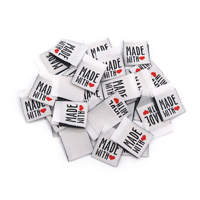 50Gb Roku darbs Etiķete Melns Balts Drēbju Birkas Made Ar Mīlestību Austi Salokāmas Birkas Apģērbu Dekorēšanai Šūšanas Piederumi 20*50MM