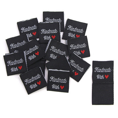 50Gb Roku darbs Etiķete Melns Balts Drēbju Birkas Made Ar Mīlestību Austi Salokāmas Birkas Apģērbu Dekorēšanai Šūšanas Piederumi 20*50MM