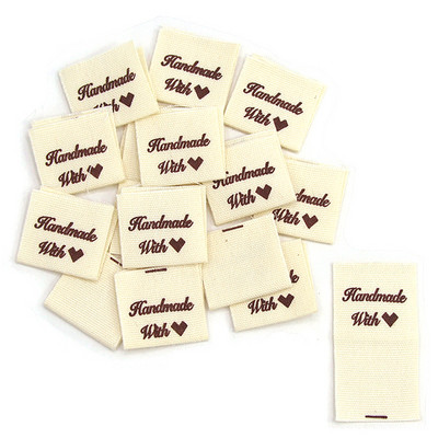 50Gb Roku darbs Etiķete Melns Balts Drēbju Birkas Made Ar Mīlestību Austi Salokāmas Birkas Apģērbu Dekorēšanai Šūšanas Piederumi 20*50MM