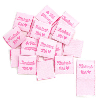 50Gb Roku darbs Etiķete Melns Balts Drēbju Birkas Made Ar Mīlestību Austi Salokāmas Birkas Apģērbu Dekorēšanai Šūšanas Piederumi 20*50MM