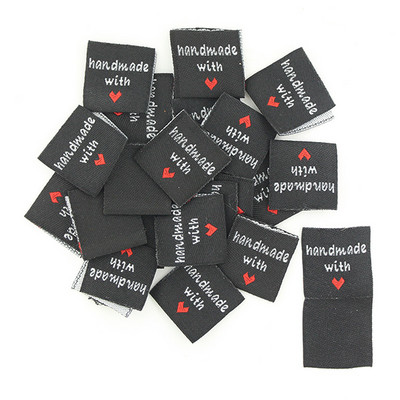 50Gb Roku darbs Etiķete Melns Balts Drēbju Birkas Made Ar Mīlestību Austi Salokāmas Birkas Apģērbu Dekorēšanai Šūšanas Piederumi 20*50MM