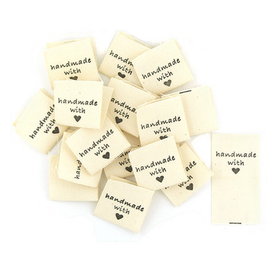 50Gb Roku darbs Etiķete Melns Balts Drēbju Birkas Made Ar Mīlestību Austi Salokāmas Birkas Apģērbu Dekorēšanai Šūšanas Piederumi 20*50MM