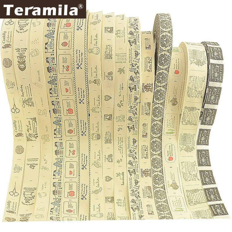 Teramila puuvillased rõivasildid paelad 2 m / partii Etiketid Käsitsi valmistatud DIY õmblemine Käsitöö riided Tekitarvikud 2,5 cm 3 cm 4 cm Laius