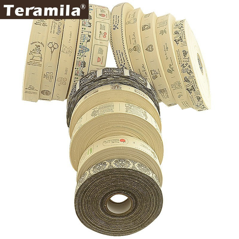 Teramila puuvillased rõivasildid paelad 2 m / partii Etiketid Käsitsi valmistatud DIY õmblemine Käsitöö riided Tekitarvikud 2,5 cm 3 cm 4 cm Laius