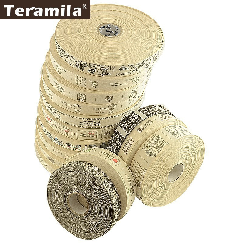 Teramila puuvillased rõivasildid paelad 2 m / partii Etiketid Käsitsi valmistatud DIY õmblemine Käsitöö riided Tekitarvikud 2,5 cm 3 cm 4 cm Laius