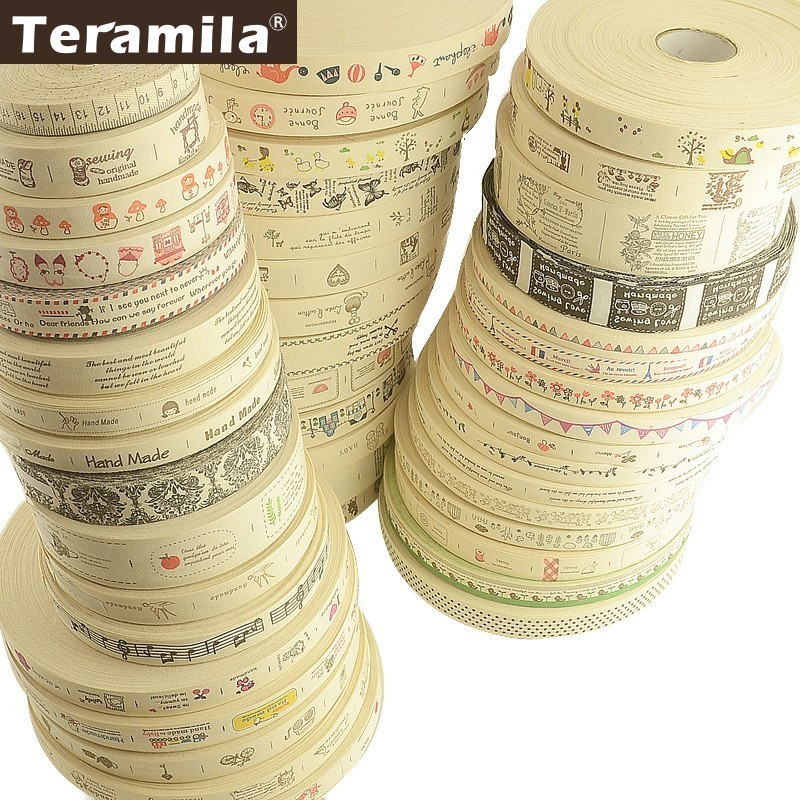 Teramila puuvillased rõivasildid paelad 2 m / partii Etiketid Käsitsi valmistatud DIY õmblemine Käsitöö riided Tekitarvikud 2,5 cm 3 cm 4 cm Laius