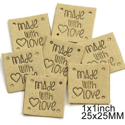 20kom četvrtastih ručno izrađenih naljepnica za odjeću izrađenu s ljubavlju Kožne oznake za ručno izrađene DIY šešire Torbe Ručno izrađeni pribor za šivanje