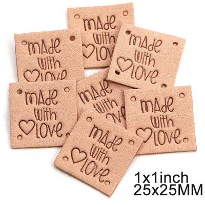 20kom četvrtastih ručno izrađenih naljepnica za odjeću izrađenu s ljubavlju Kožne oznake za ručno izrađene DIY šešire Torbe Ručno izrađeni pribor za šivanje