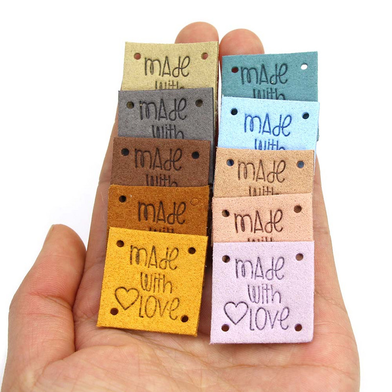 20kom četvrtastih ručno izrađenih naljepnica za odjeću izrađenu s ljubavlju Kožne oznake za ručno izrađene DIY šešire Torbe Ručno izrađeni pribor za šivanje