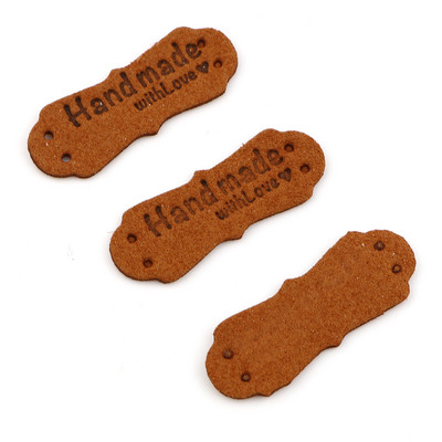 20 komada nepravilnih naljepnica od PU kože, oznake, ručno izrađene s ljubavlju, naljepnice od umjetne antilop kože za odjeću, oznake za šivanje, odjevni dodaci