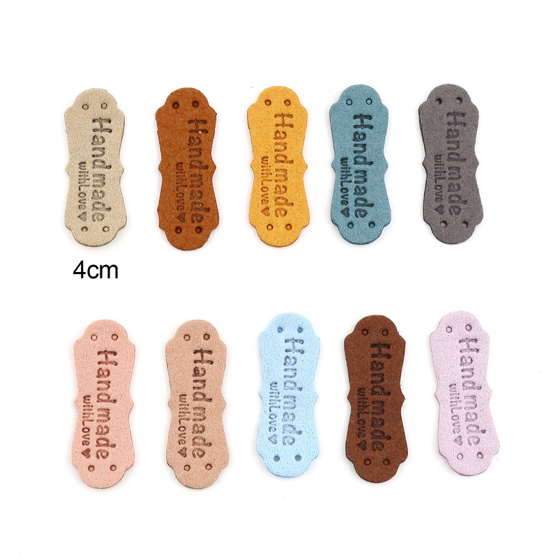 20 komada nepravilnih naljepnica od PU kože, oznake, ručno izrađene s ljubavlju, naljepnice od umjetne antilop kože za odjeću, oznake za šivanje, odjevni dodaci