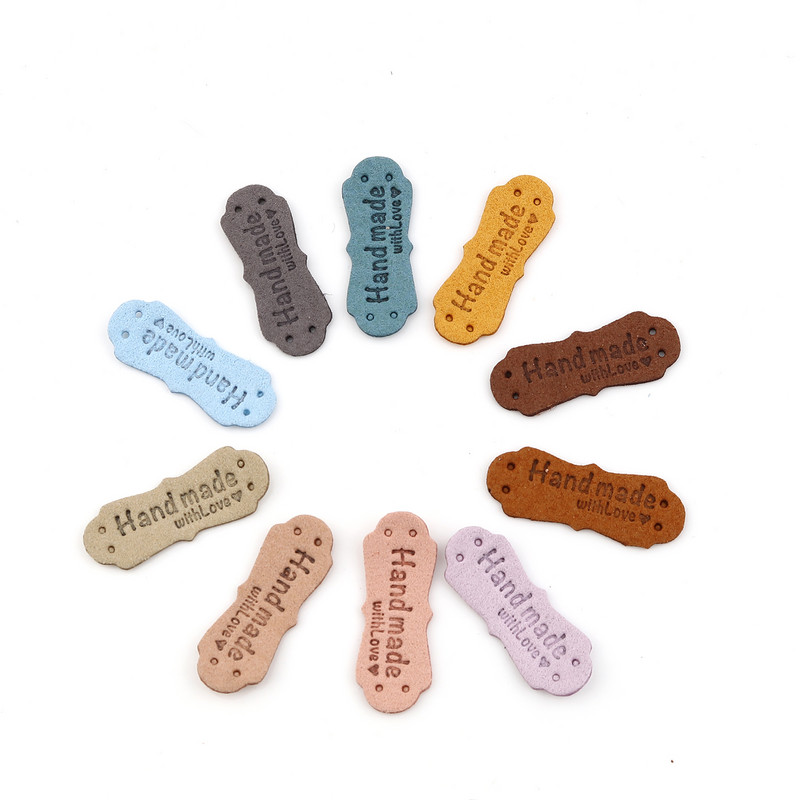 20 komada nepravilnih naljepnica od PU kože, oznake, ručno izrađene s ljubavlju, naljepnice od umjetne antilop kože za odjeću, oznake za šivanje, odjevni dodaci