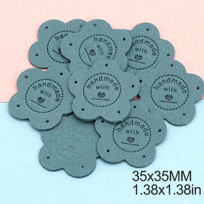 20db Virágos Címkék Kézzel Készített Szeretettel Bőr Címke Kézzel Készített Címkék Kalaphoz Kötött Kézzel Készített Ruhák Címke Barkácstáskák Kosarak 35MM