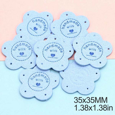 20db Virágos Címkék Kézzel Készített Szeretettel Bőr Címke Kézzel Készített Címkék Kalaphoz Kötött Kézzel Készített Ruhák Címke Barkácstáskák Kosarak 35MM