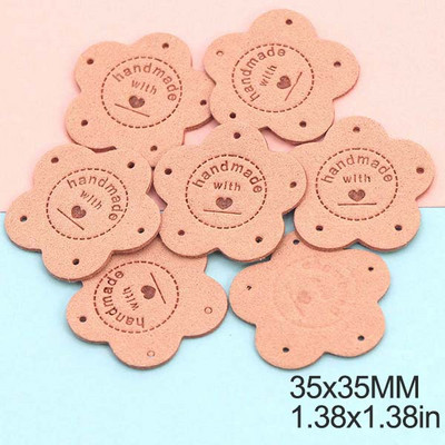 20db Virágos Címkék Kézzel Készített Szeretettel Bőr Címke Kézzel Készített Címkék Kalaphoz Kötött Kézzel Készített Ruhák Címke Barkácstáskák Kosarak 35MM