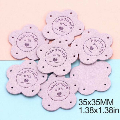 20db Virágos Címkék Kézzel Készített Szeretettel Bőr Címke Kézzel Készített Címkék Kalaphoz Kötött Kézzel Készített Ruhák Címke Barkácstáskák Kosarak 35MM