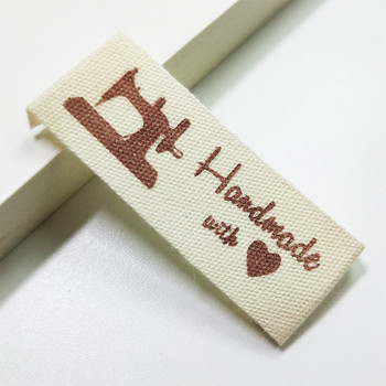 Sloobao 100 бр. Ръчно изработени с любов памучни отпечатани етикети, които могат да се перат за етикети на дрехи Ръчно изработени релефни етикети Направи си сам етикети за флагове за