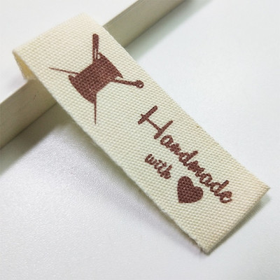 Sloobao 100vnt rankų darbo su meilės medvilne spausdinta etiketė, plaunama drabužių etiketėms Rankų darbo reljefinės etiketės "pasidaryk pats" vėliavos etiketės