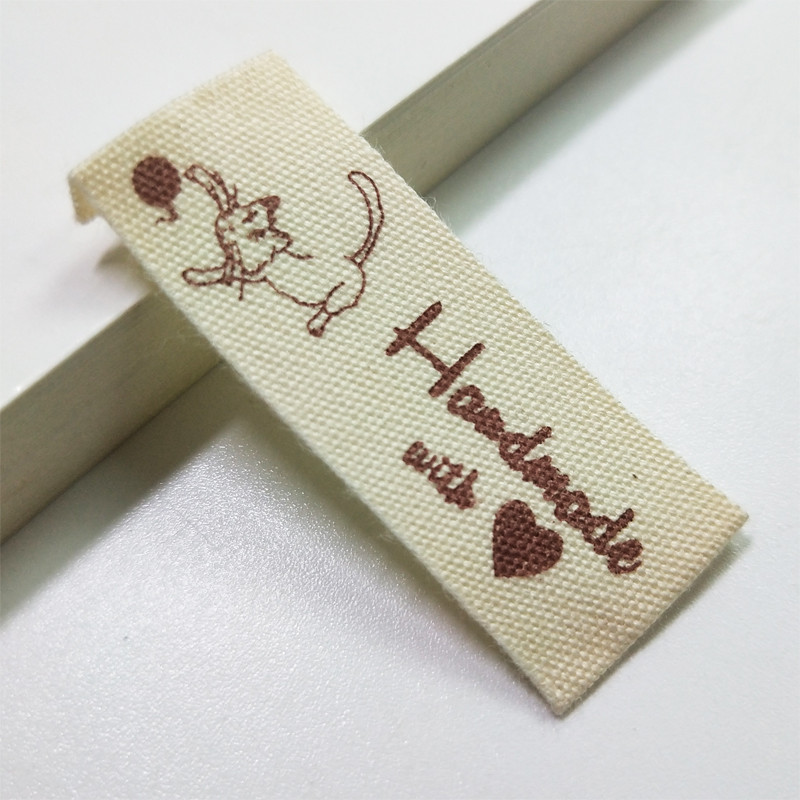 Sloobao 100vnt rankų darbo su meilės medvilne spausdinta etiketė, plaunama drabužių etiketėms Rankų darbo reljefinės etiketės "pasidaryk pats" vėliavos etiketės