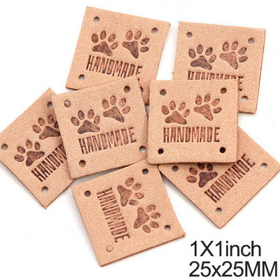 20kom Životinjske stope Ručno izrađene oznake Mačka Pas Šapa Kožne oznake Crtići Ručno izrađene etikete za odjeću Šeširi Pribor za šivanje 1 inč